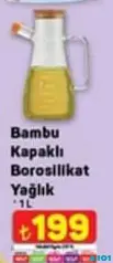 BAMBU KAPAKLI BOROSİLİKAT YAĞLIK 1 L